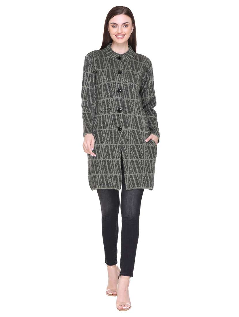 women grey full sleeves coatigan - 18885893 -  Standard Image - 2