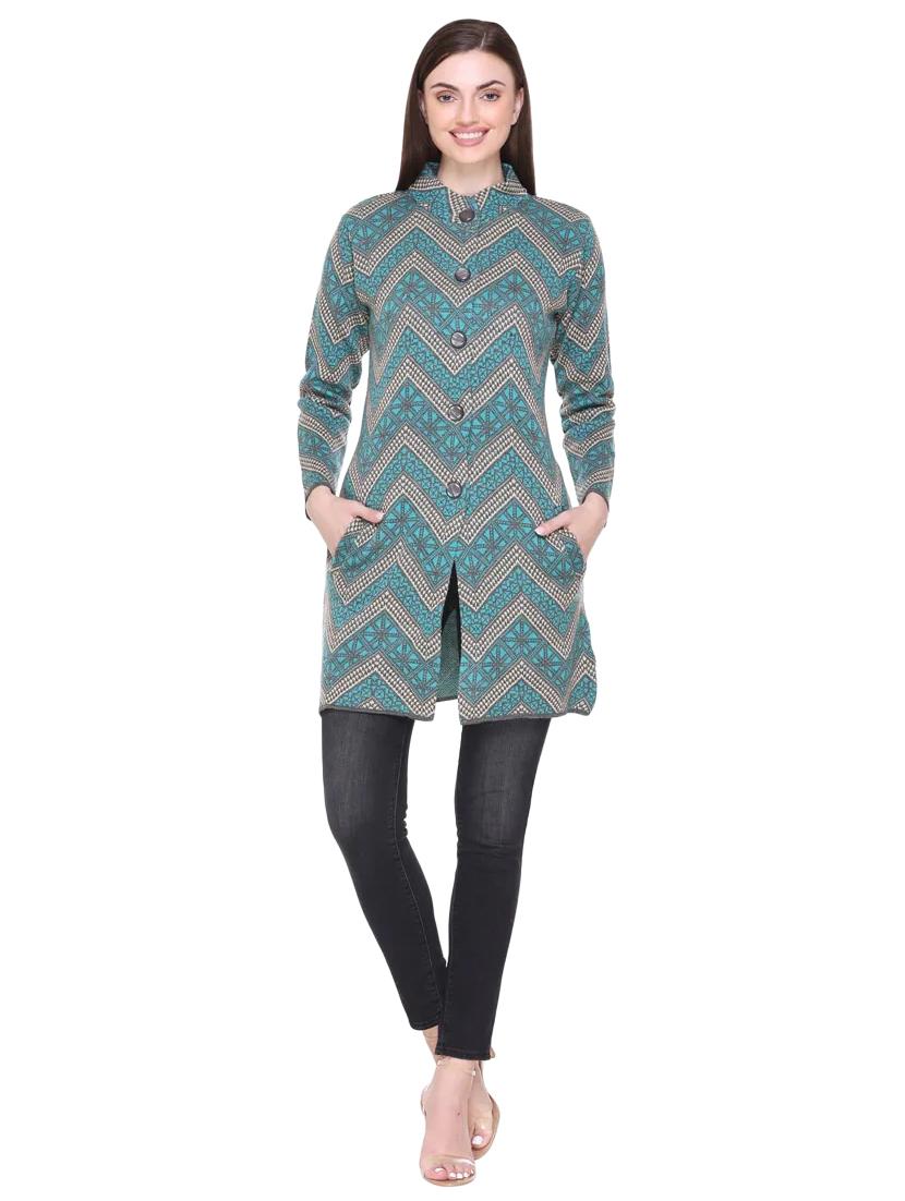 women blue full sleeves coatigan - 18885897 - Standard Image - 2