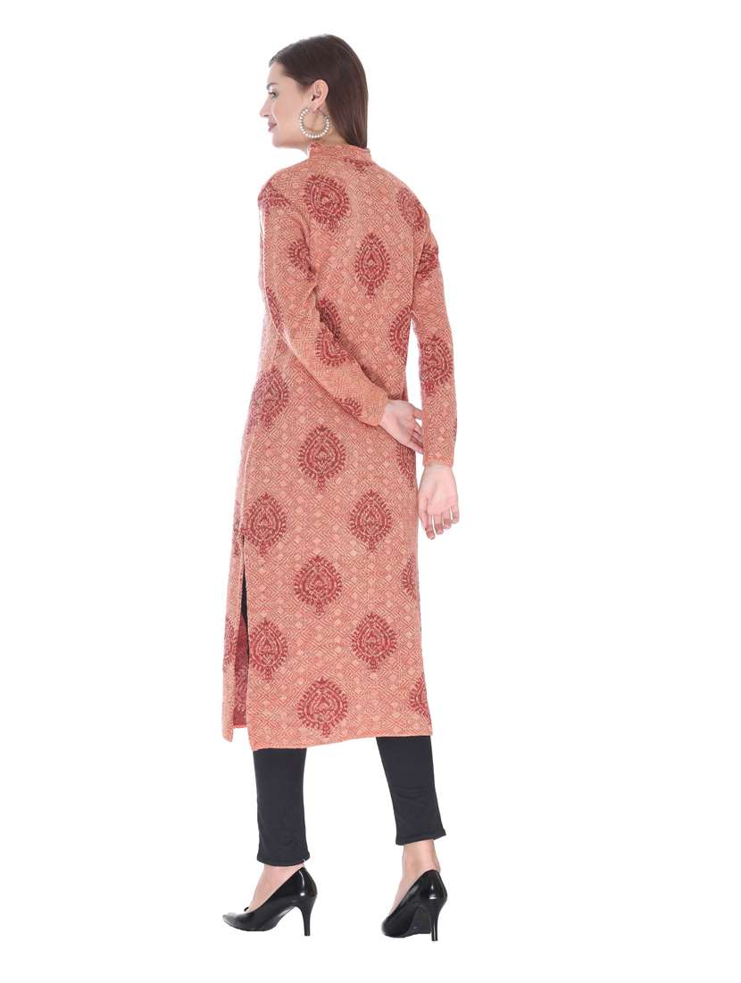 pink woolen kurta - 18885906 - Standard Image - 2