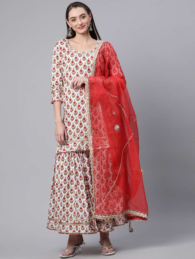 women kurta sharara set with dupatta