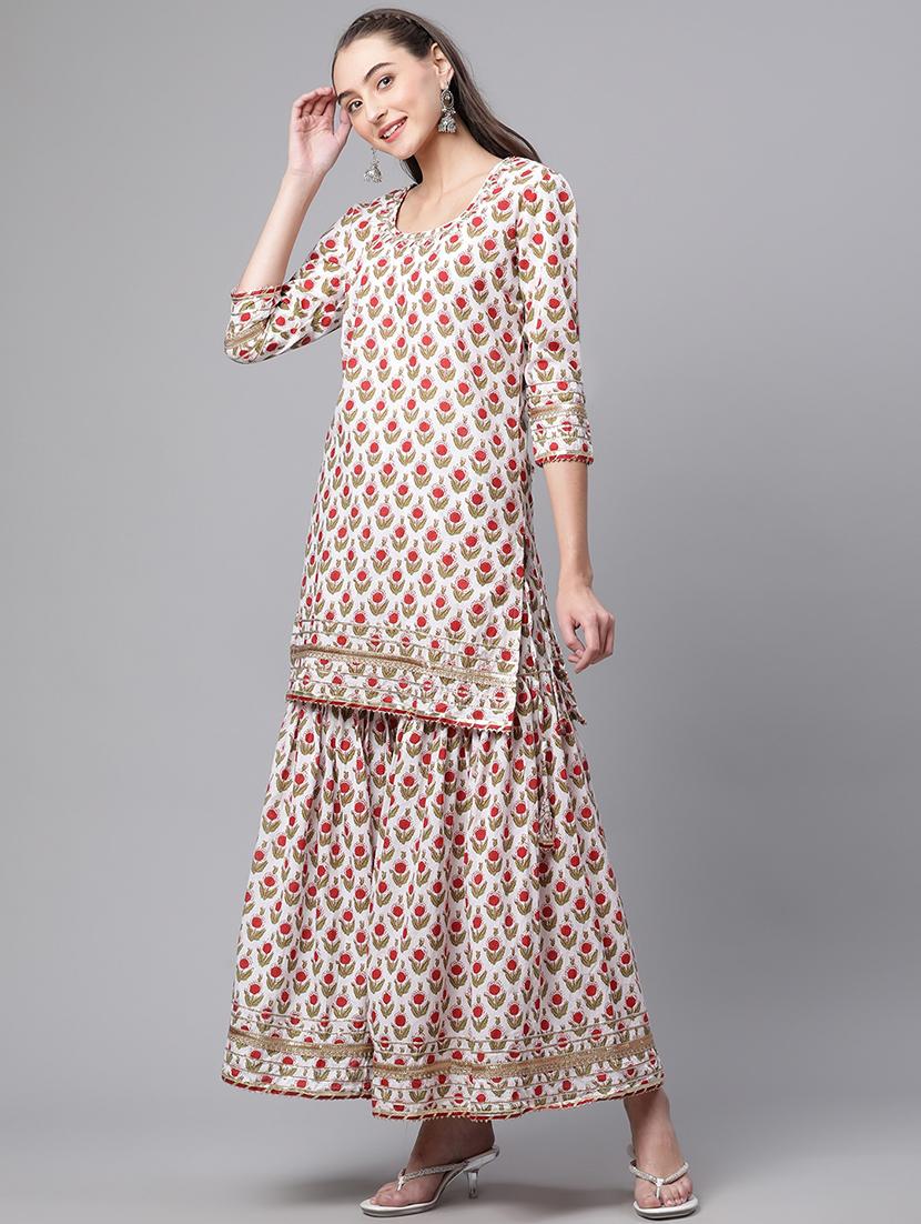 women kurta sharara set with dupatta - 18886775 - Standard Image - 2