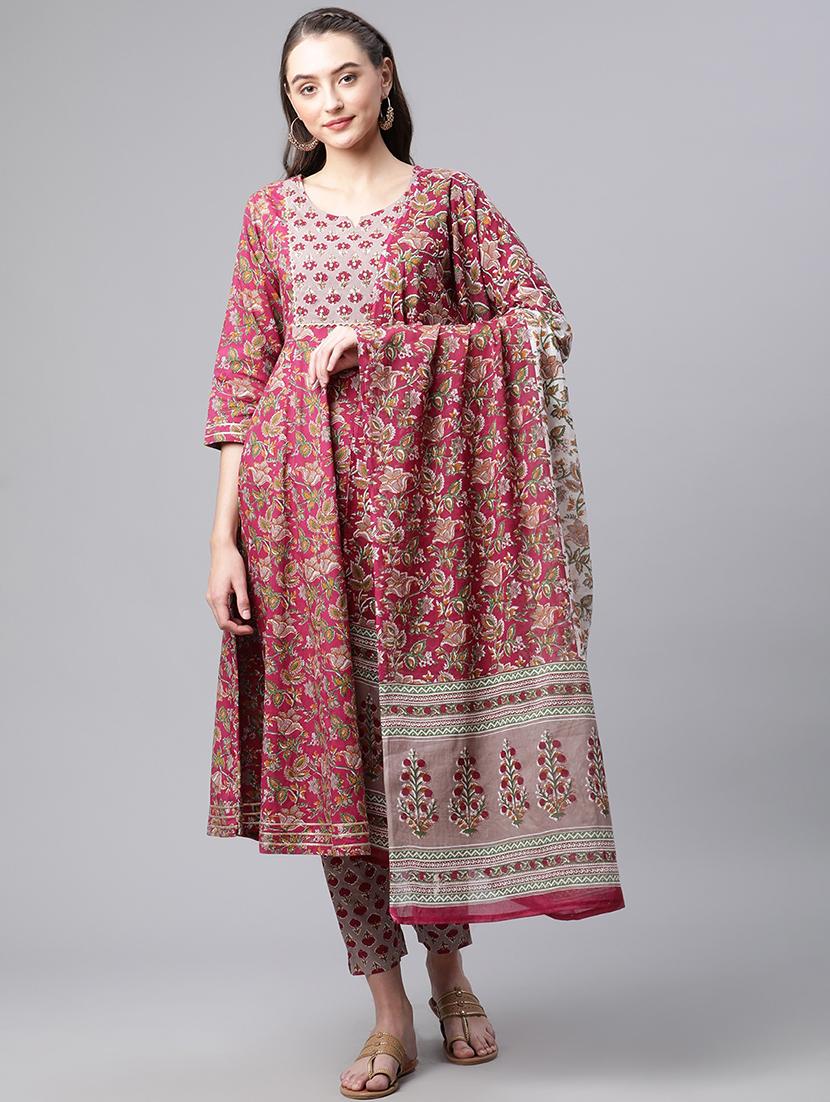 women three quarter sleeve kurta pant with dupatta set - 18886781 - Zoom Image - 0