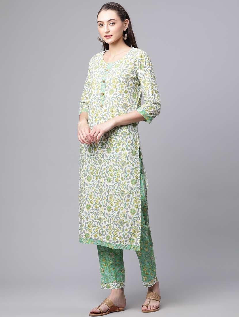 women three quarter sleeve kurta pant with dupatta set - 18886785 - Standard Image - 2