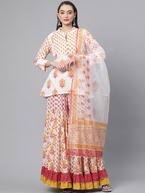 women kurta sharara set with dupatta - 18886786 - Standard Image - 0