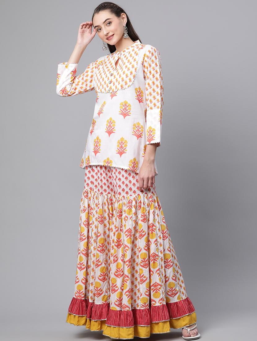 women kurta sharara set with dupatta - 18886786 - Standard Image - 2