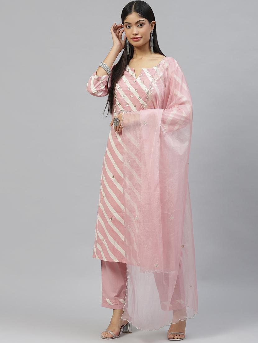 women three quarter sleeve kurta pant with dupatta set - 18886801 - Zoom Image - 0