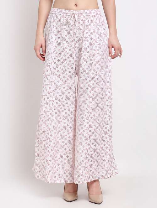 mid rise printed straight palazzo - 18893439 - Standard Image - 0