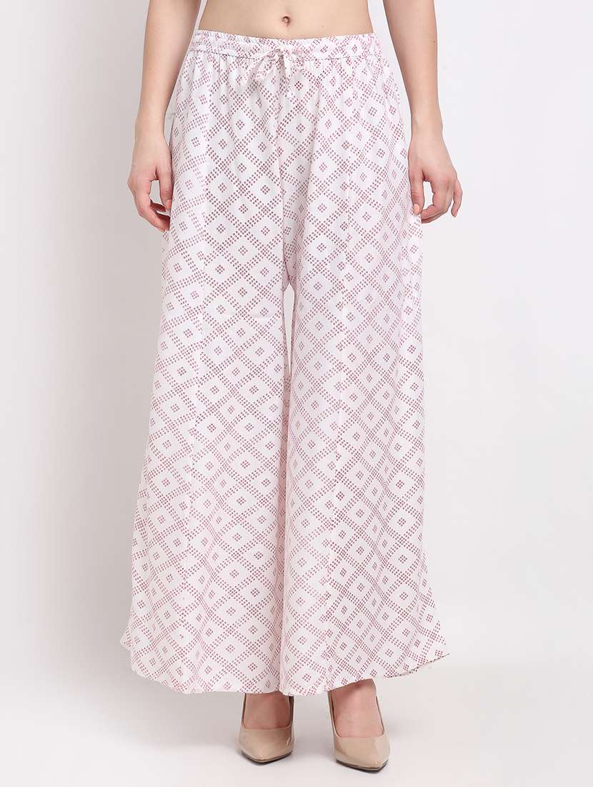 mid rise printed straight palazzo