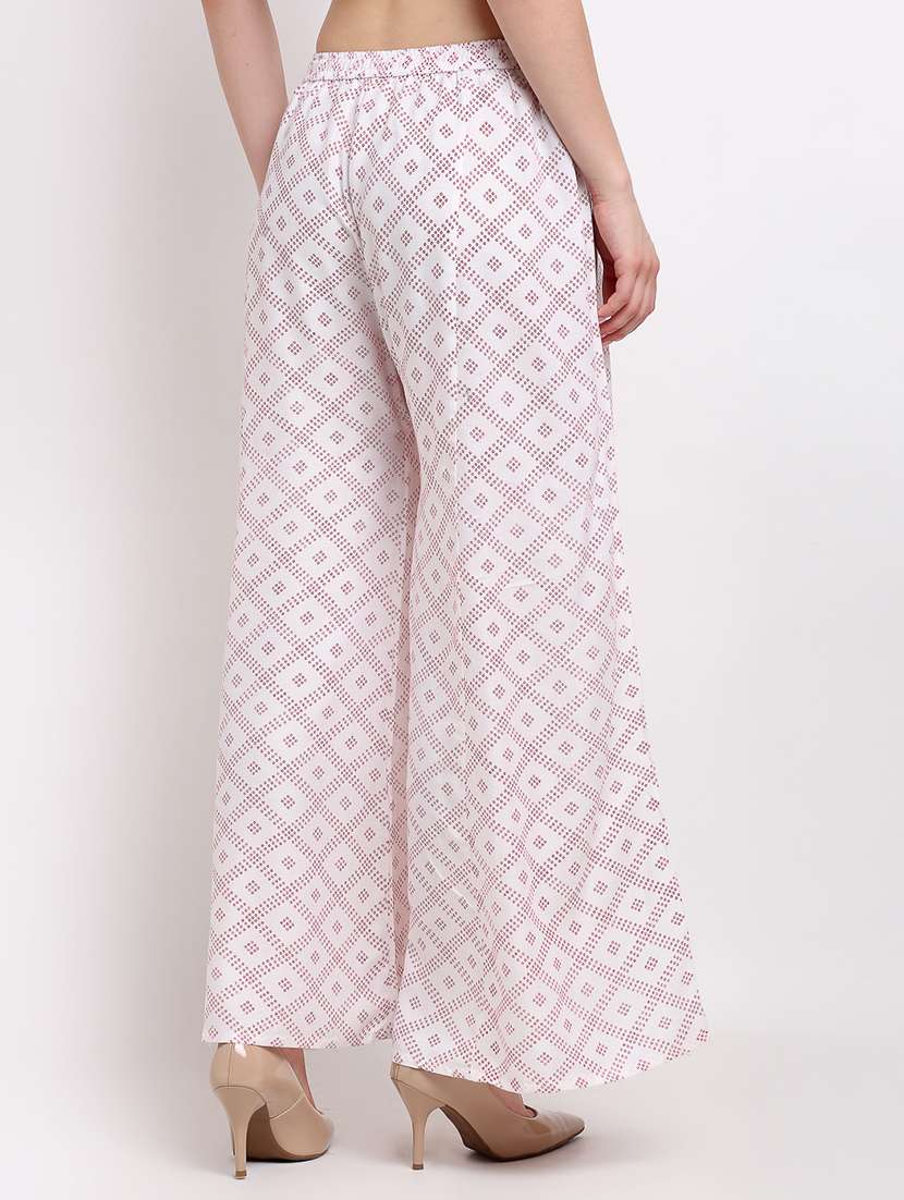 mid rise printed straight palazzo - 18893439 - Standard Image - 2