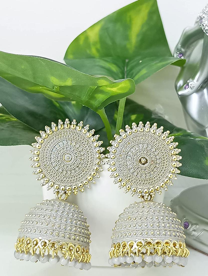 white metal jhumka earring - 18902617 - Zoom Image - 0