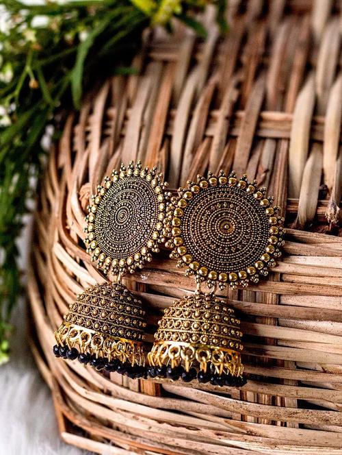 black metal jhumka earring - 18902625 -  Standard Image - 0