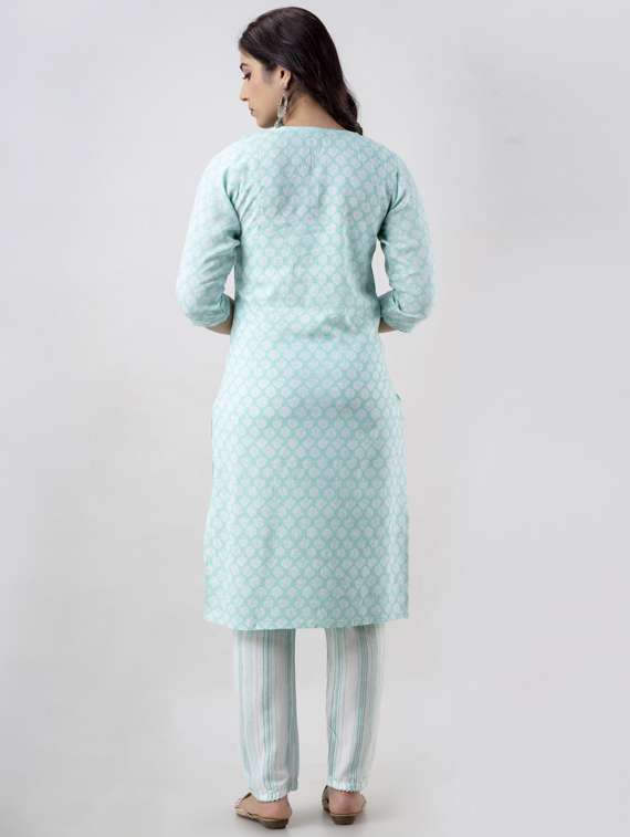 embroidered straight kurta set - 18902782 -  Standard Image - 2