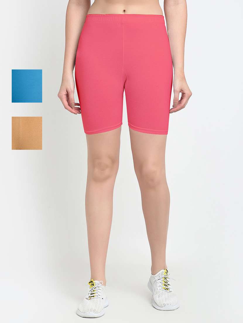 pack of 3 mid rise solid shorts 