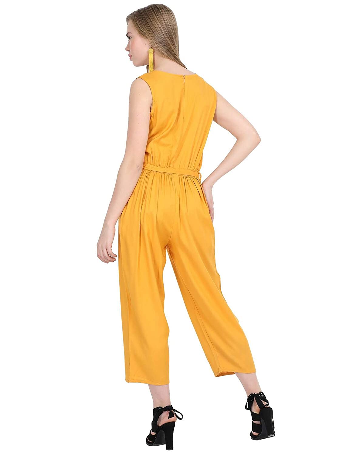 yellow solid full leg jumpsuit - 18904569 - Standard Image - 2