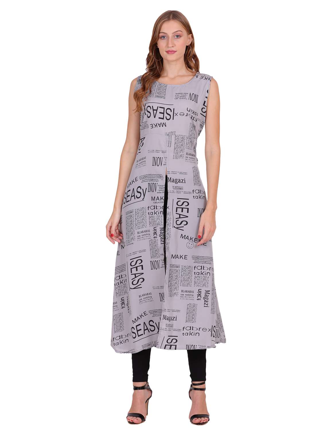 grey printed a-line tunic