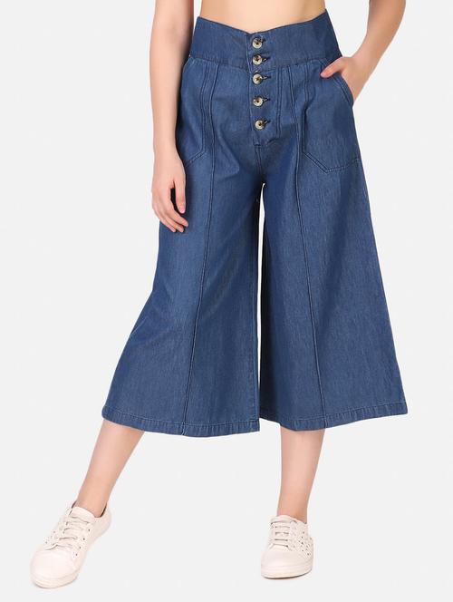 women mid rise solid culottes - 18904694 - Standard Image - 0