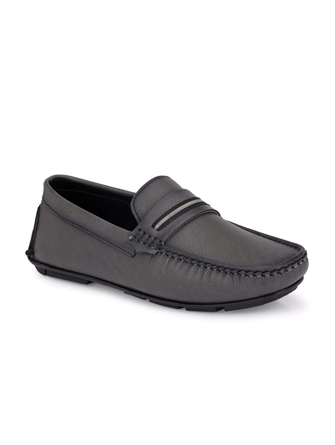 grey synthetic slip on loafers