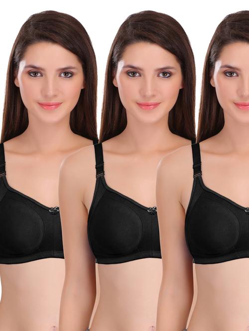 pack of 3-black cotton minimizer bra - 18905701 - Standard Image - 0