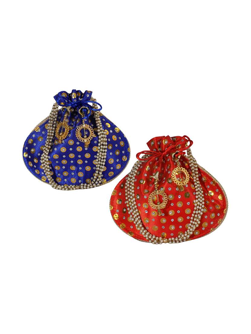 multi colored satin regular potli