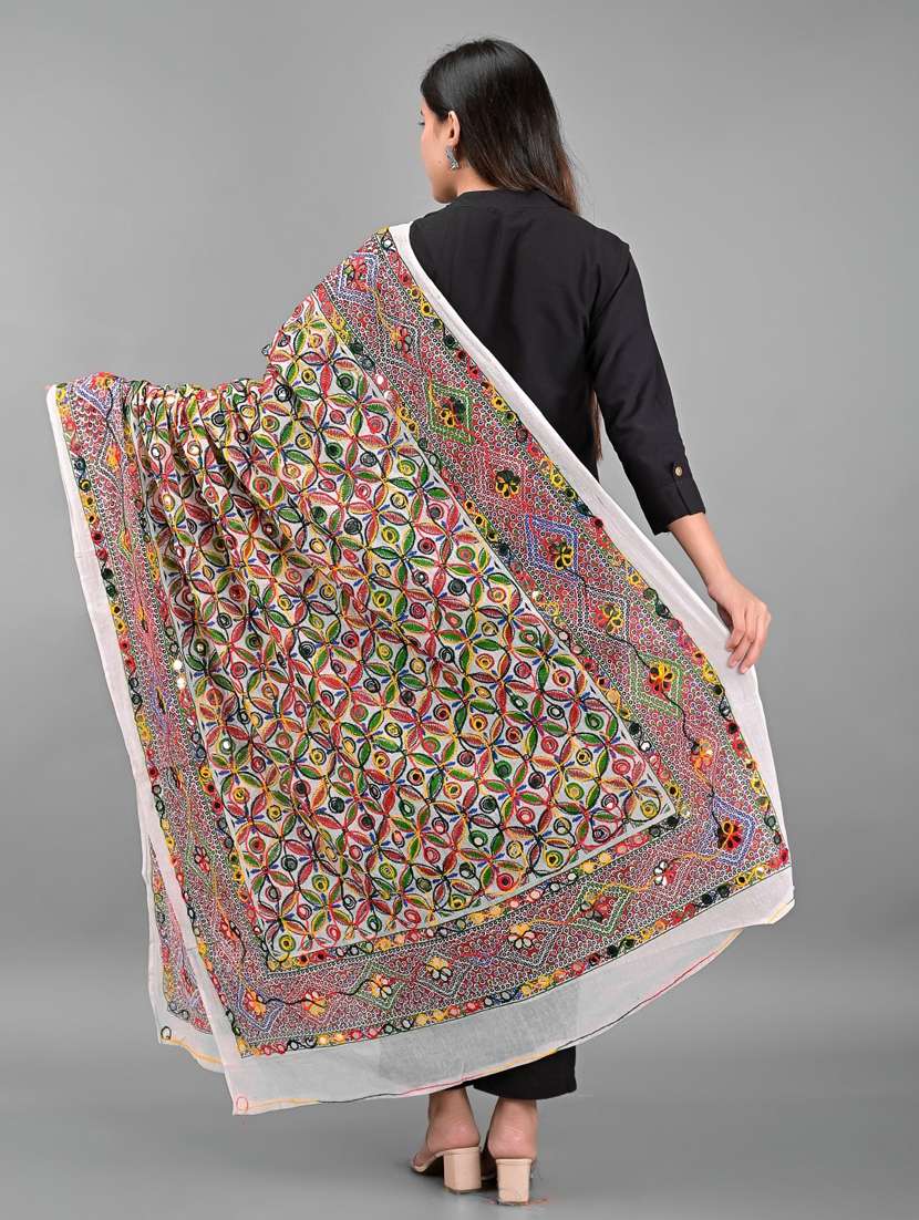 multi colored phulkari embroidery dupatta - 18906648 -  Standard Image - 2