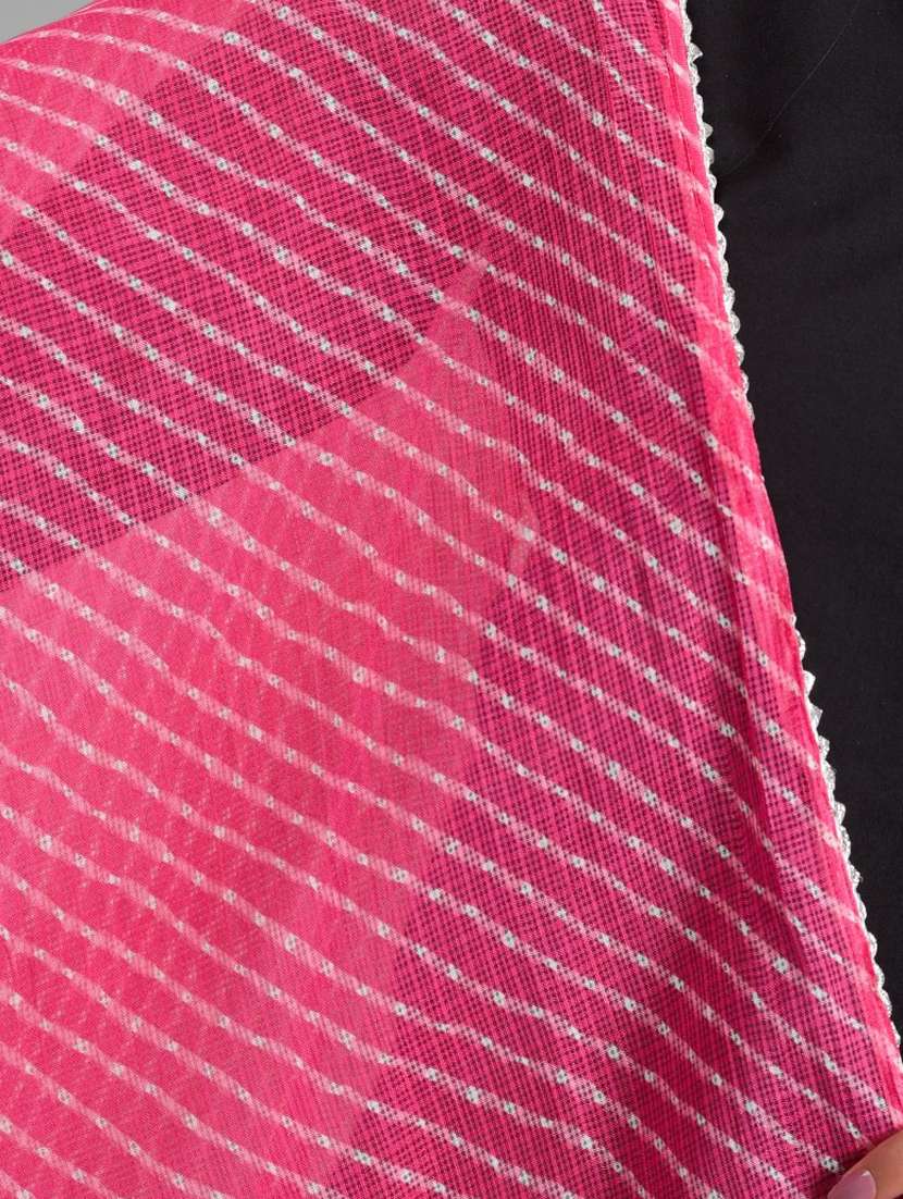 Pink Leheriya Print Gota Patti Dupatta