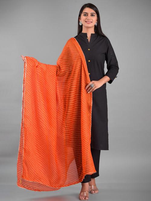 orange stripes kota doria dupatta - 18906786 -  Standard Image - 0