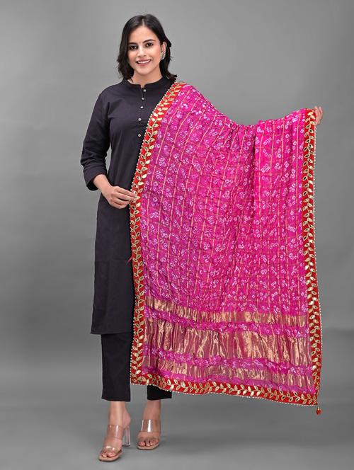 pink self design bandhani dupatta - 18906975 - Standard Image - 0
