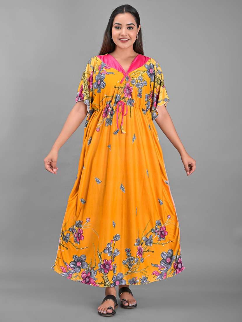 women floral printed satin nighty - 18908906 -  Standard Image - 2