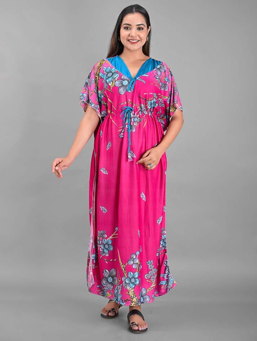 women v neck printed nighty - 18908928 -  Standard Image - 2