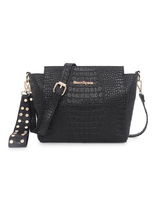 black leatherette (pu) sling bag - 18909272 - Standard Image - 0
