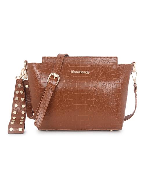 tan leatherette (pu) sling bag - 18909275 -  Standard Image - 0