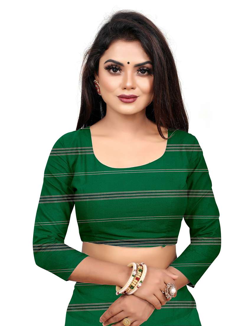women's stripes dark green colored saree with blouse - 18909600 - Standard Image - 2