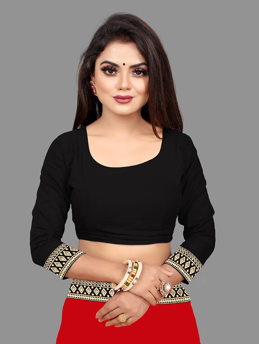 red saree blouse set with blouse - 18909609 - Standard Image - 2