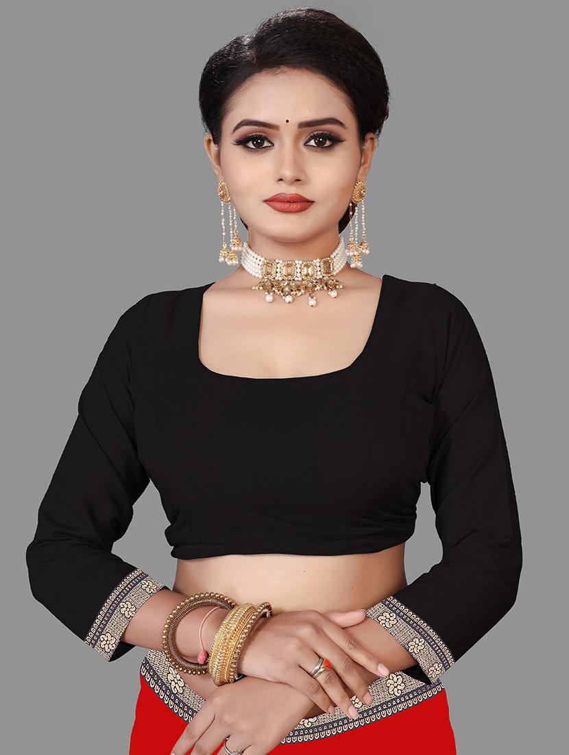 women's bordered royal blue colored saree with blouse - 18909746 - Standard Image - 2
