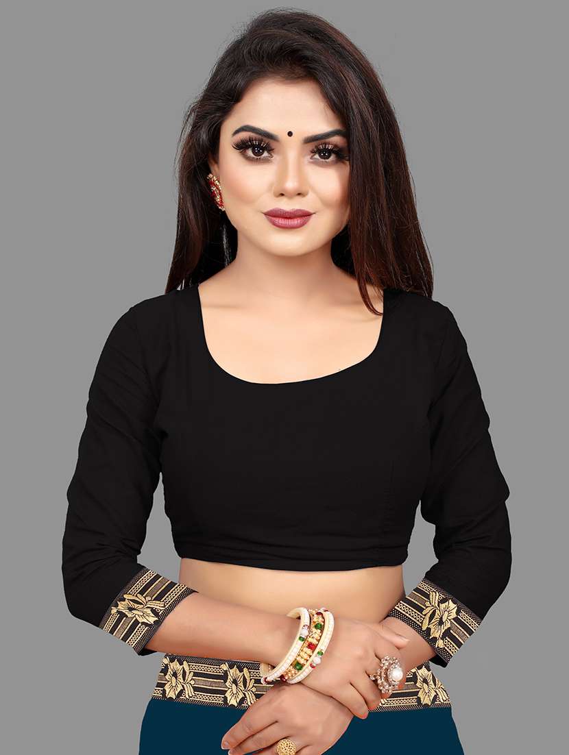 women's bordered royal blue colored saree with blouse - 18909770 -  Standard Image - 2