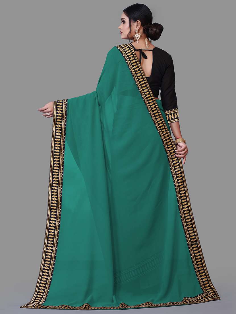women's bordered green colored saree with blouse - 18909910 - Standard Image - 2