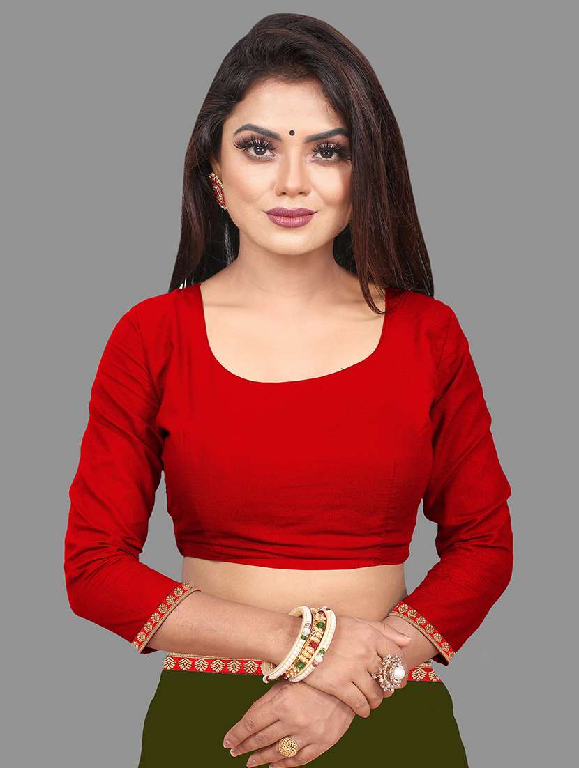 women's solid green colored saree with blouse - 18909920 - Standard Image - 2