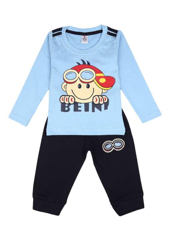 blue cotton twin set