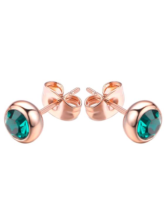 rose gold plated green zircon stone stud earrings  - 18910344 -  Zoom Image - 0