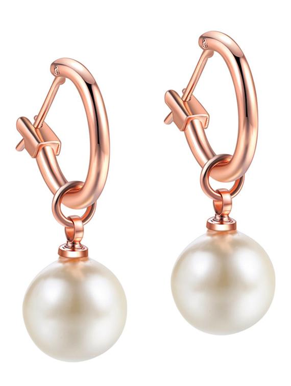 rose gold with round pearl drop earrings - 18910350 - Zoom Image - 0