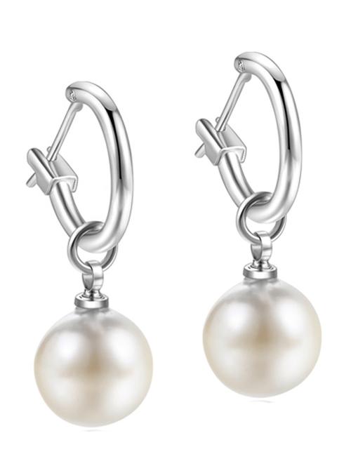 silver with round pearl drop earrings - 18910364 -  Standard Image - 0