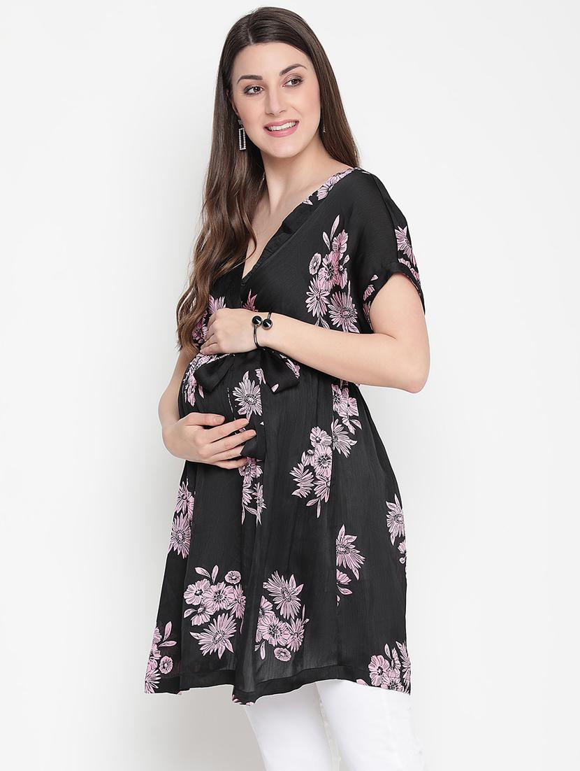 tie front floral maternity wear tunic - 18913355 - Standard Image - 2