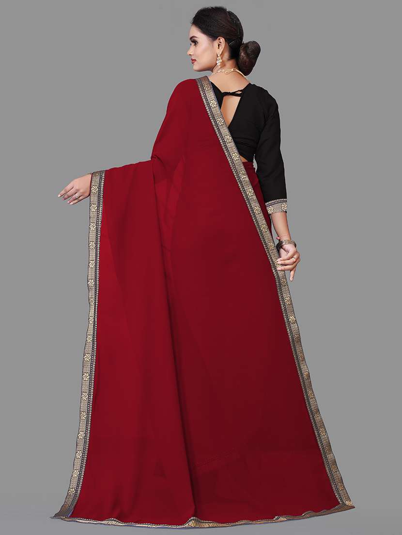 women's bordered royal blue colored saree with blouse - 18928956 - Standard Image - 2