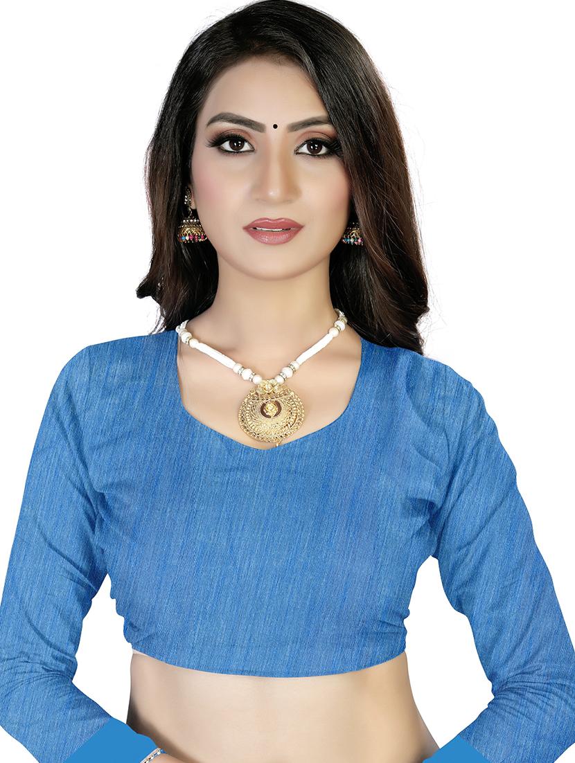 blue embroidered saree - 18929162 - Standard Image - 2