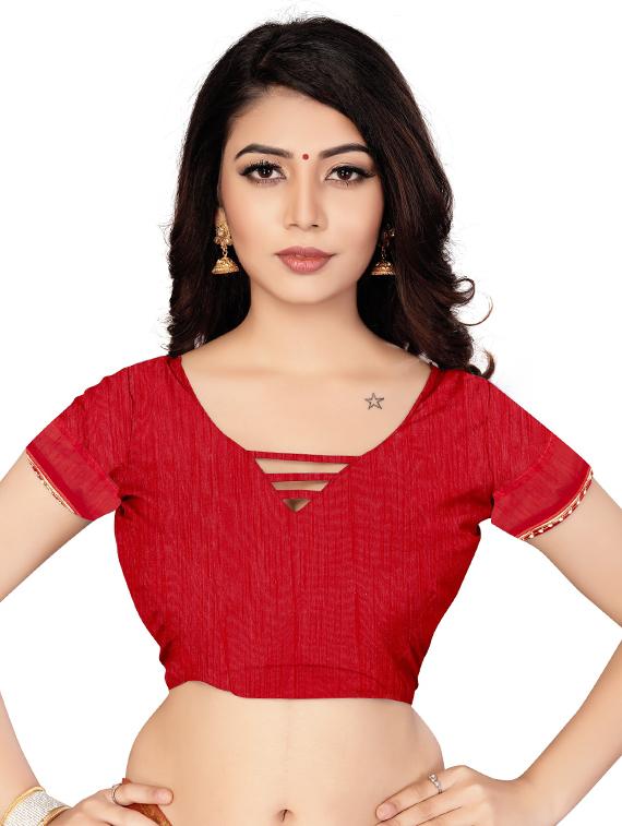 red embroidered saree - 18929189 - Standard Image - 2
