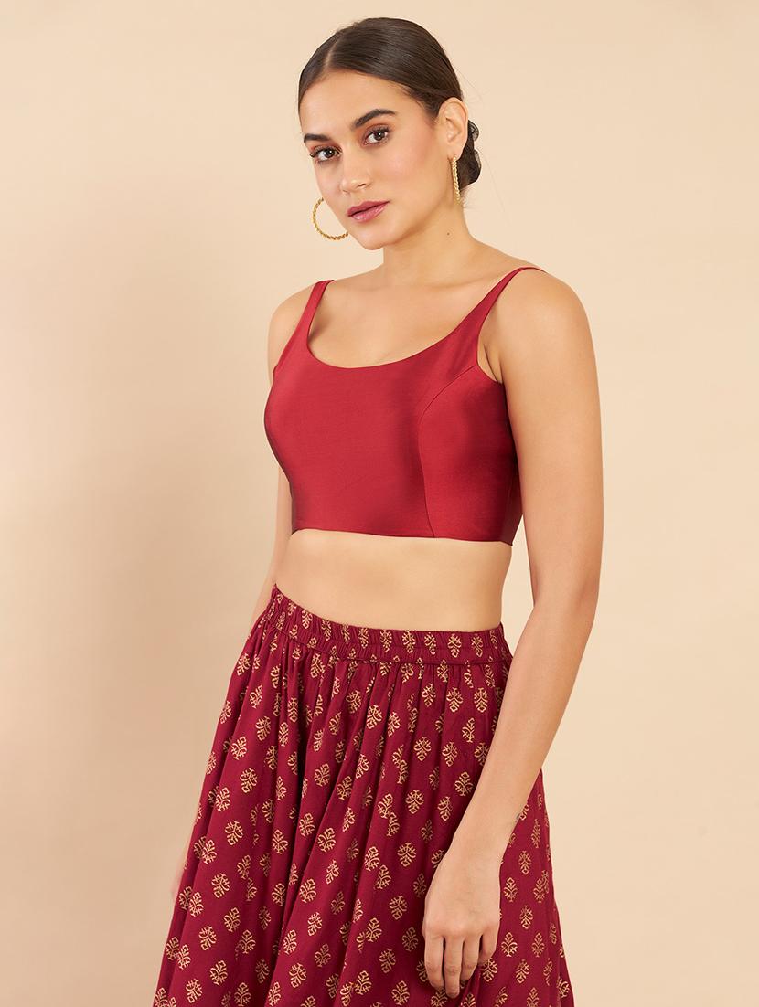 red silk solid blouse - 18929481 - Standard Image - 2