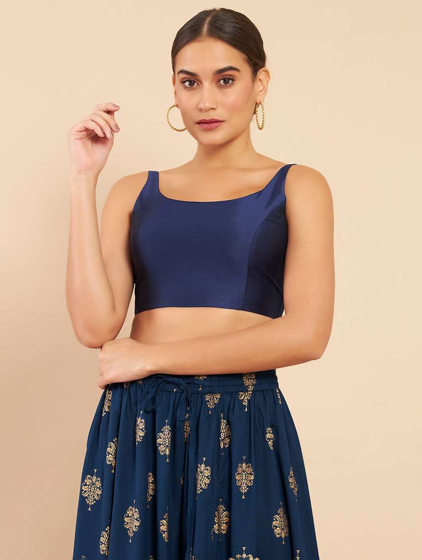 navy blue solid blouse - 18929496 - Standard Image - 2
