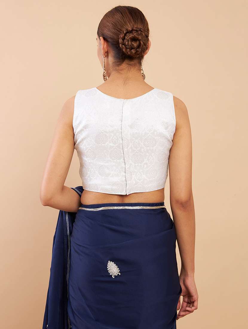 white brocade work regular blouse - 18929529 - Standard Image - 2