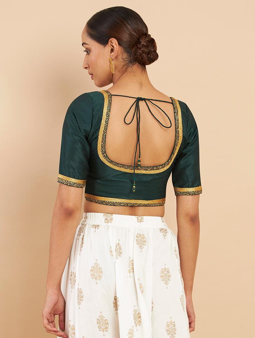 bottle green solid blouse - 18929623 - Standard Image - 2