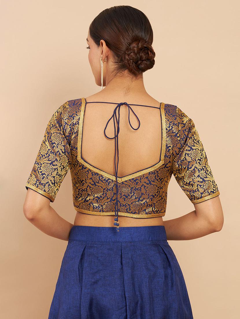 navy blue zari work blouse - 18929697 - Standard Image - 2
